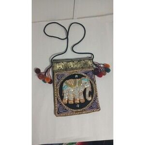 Elephant Crossbody Small Purse/coin Purse Hindu Embroidered Shoulder Bag Boho